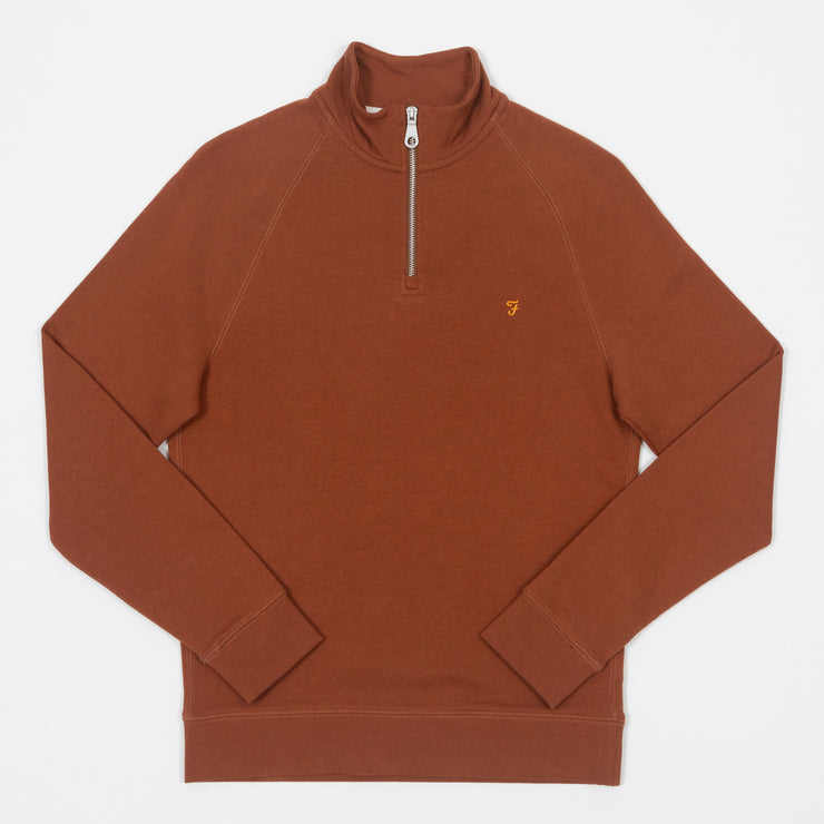 FARAH Jim Quarter Zip Sweatshirt in ORANGE