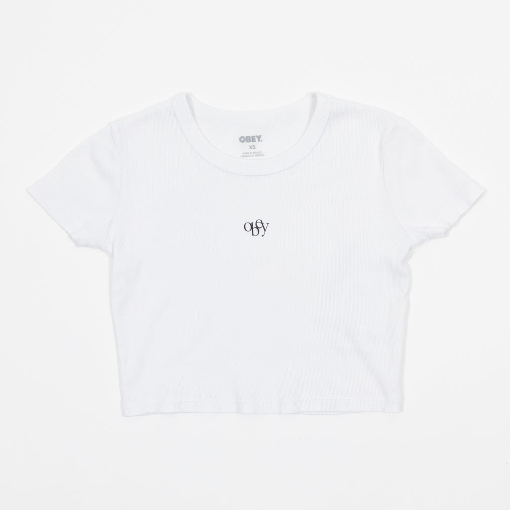 Womens OBEY Jumpy Cropped T-Shirt in WHITE