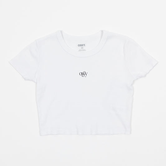 Womens OBEY Jumpy Cropped T-Shirt in WHITE
