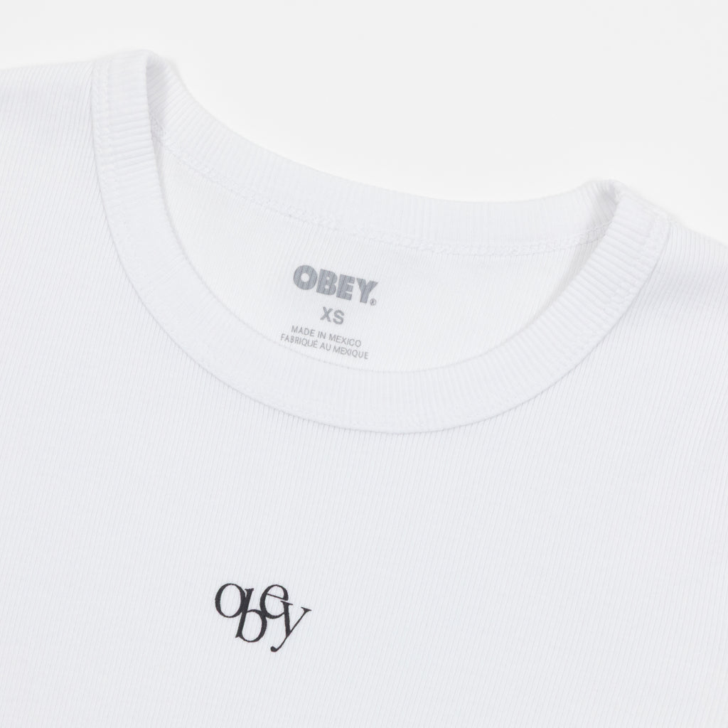 Womens OBEY Jumpy Cropped T-Shirt in WHITE