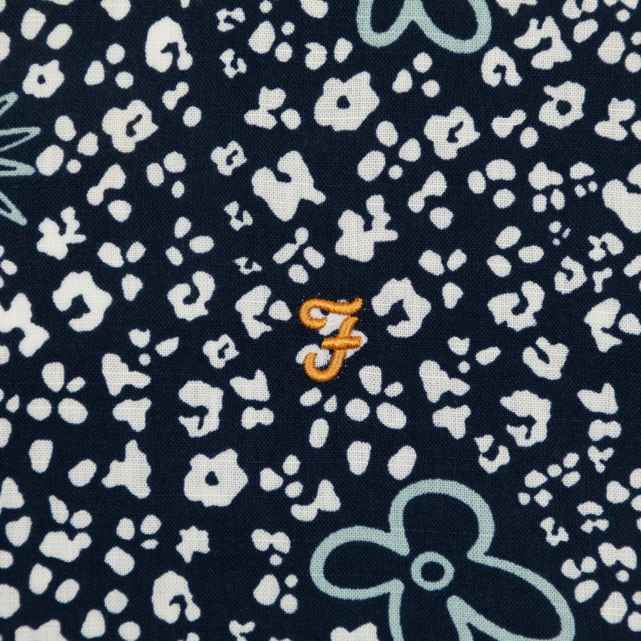 FARAH Landon Reve Print Short Sleeve Shirt in NAVY