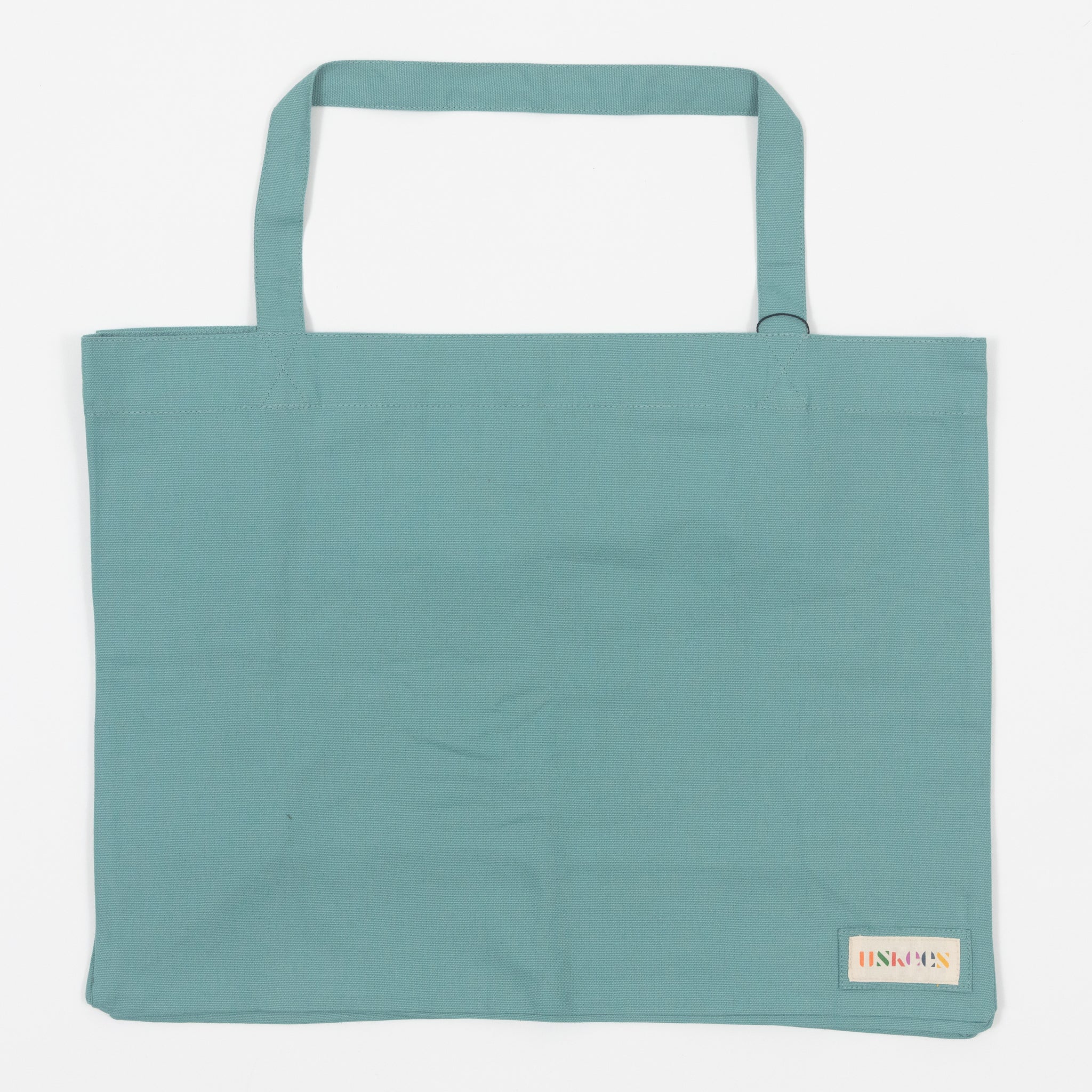 USKEES Large Organic Cotton Tote Bag in TEAL BLUE