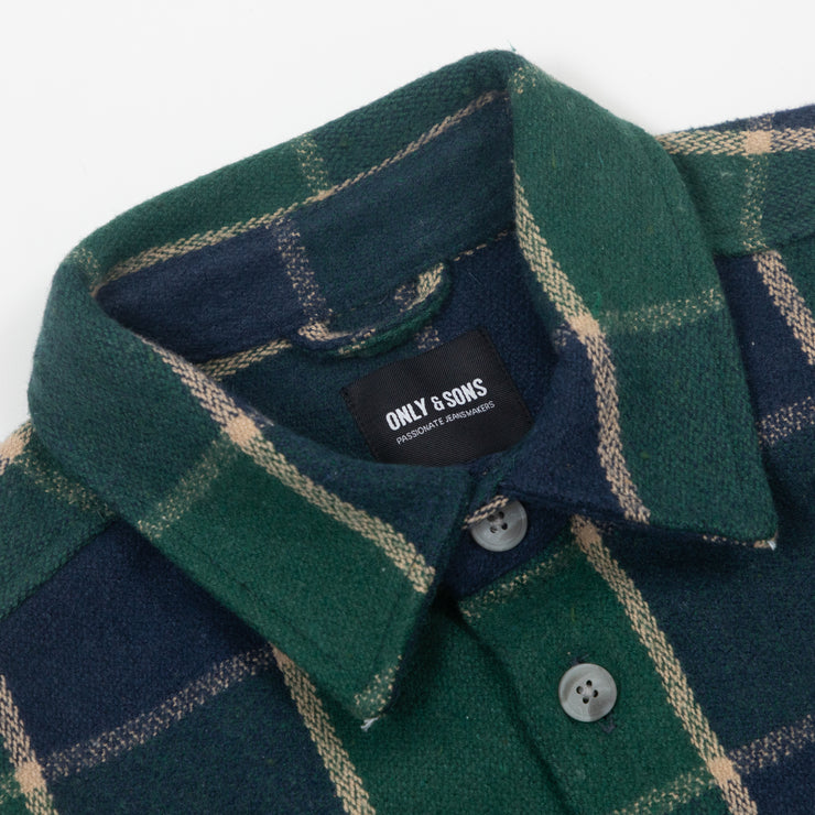 ONLY & SONS Lee Check Overshirt in GREEN & BLUE