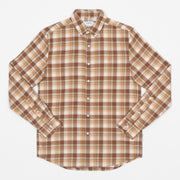 FARAH Leyroy Check Shirt in CREAM & BROWN