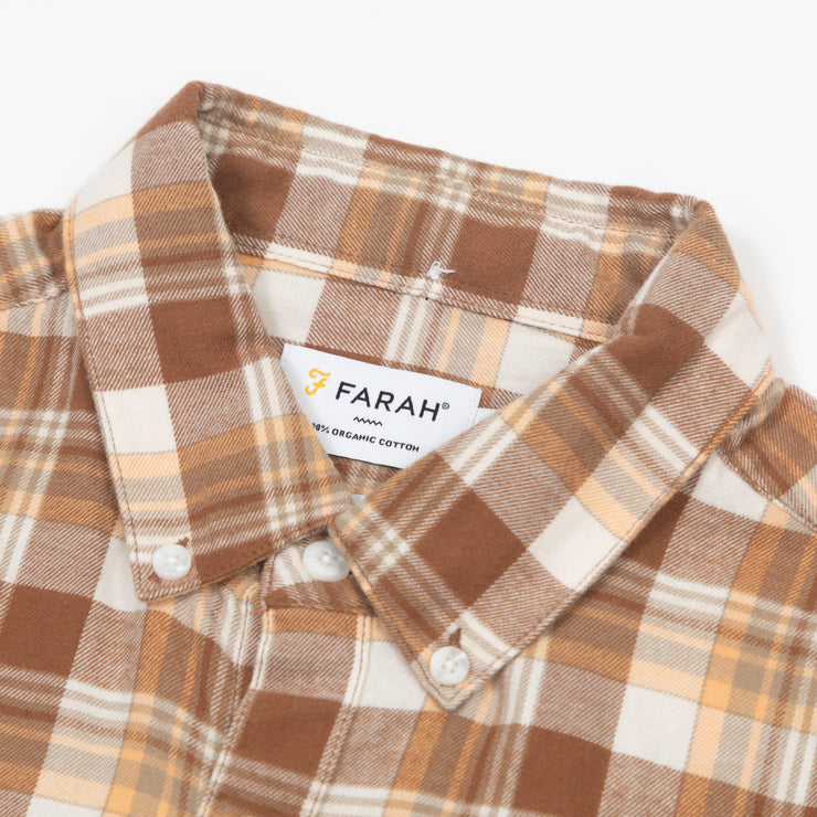 FARAH Leyroy Check Shirt in CREAM & BROWN