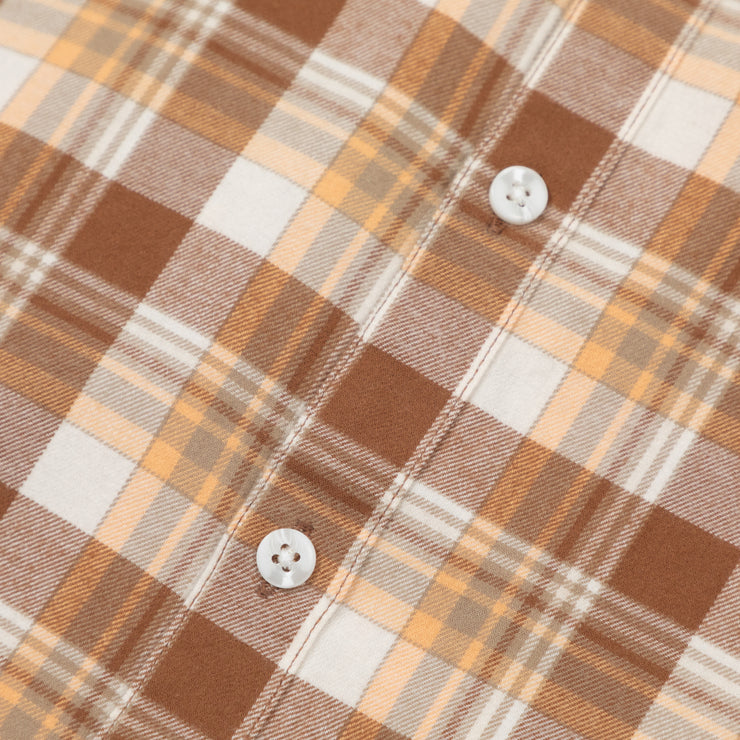 FARAH Leyroy Check Shirt in CREAM & BROWN
