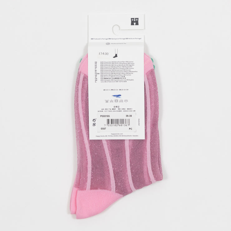 HAPPY SOCKS Lily Glittery Ankle Socks in PINK