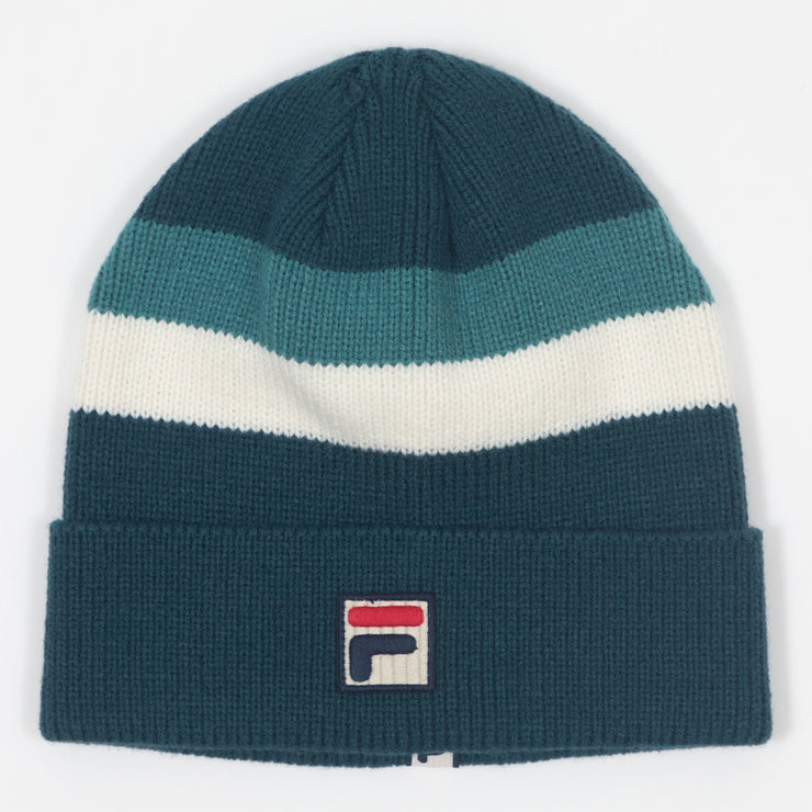 FILA Linus Striped Knit Beanie in GREEN