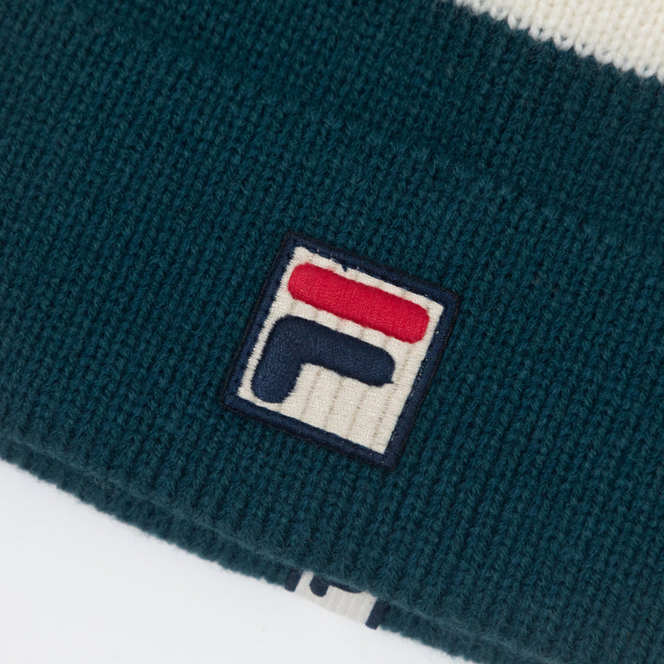 FILA Linus Striped Knit Beanie in GREEN