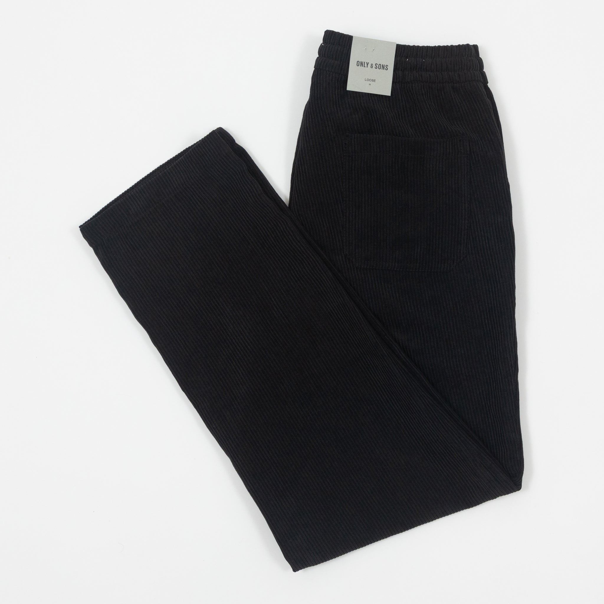 ONLY & SONS Sinus Loose Fit Wide Leg Corduroy Pant in BLACK