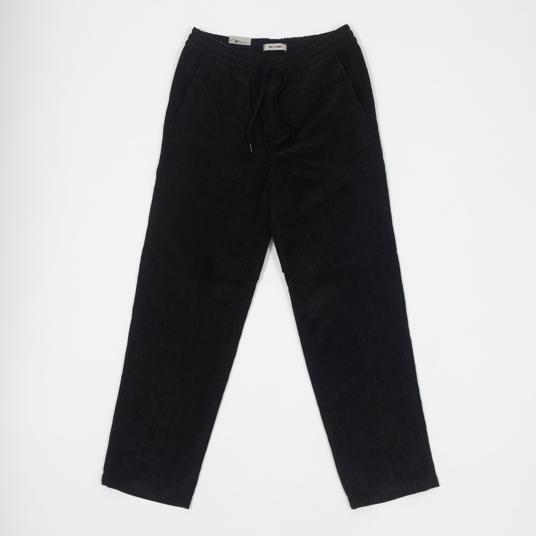 ONLY & SONS Sinus Loose Fit Wide Leg Corduroy Pant in BLACK