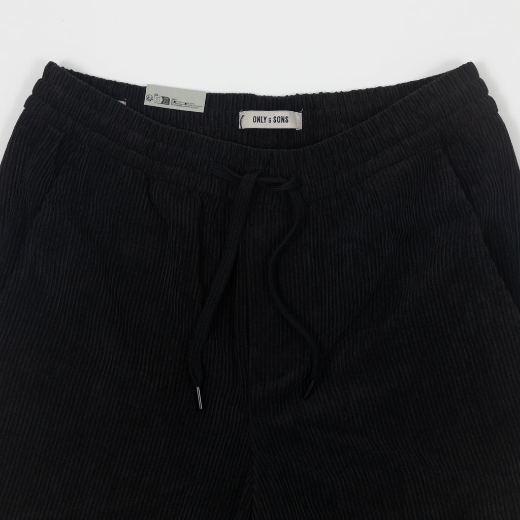 ONLY & SONS Sinus Loose Fit Wide Leg Corduroy Pant in BLACK