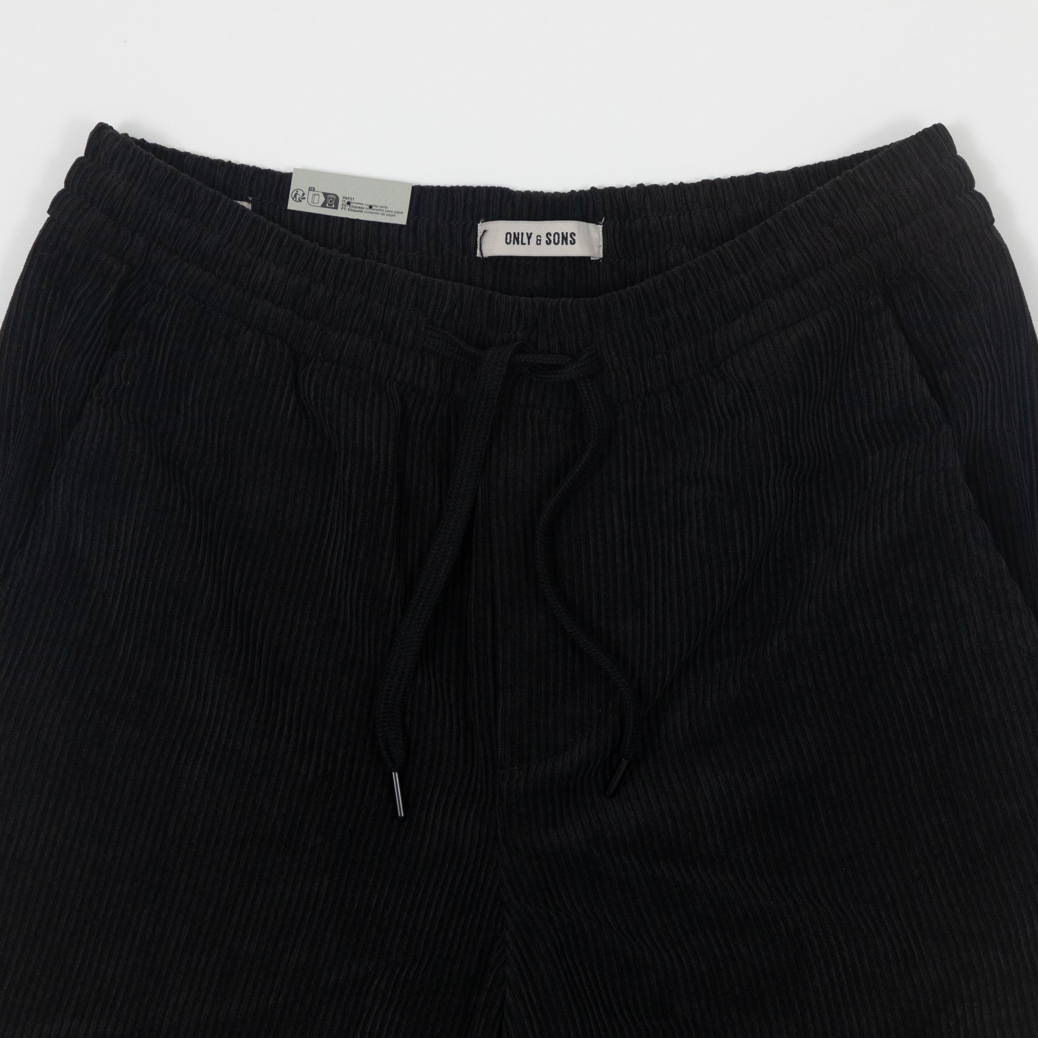 ONLY & SONS Sinus Loose Fit Wide Leg Corduroy Pant in BLACK