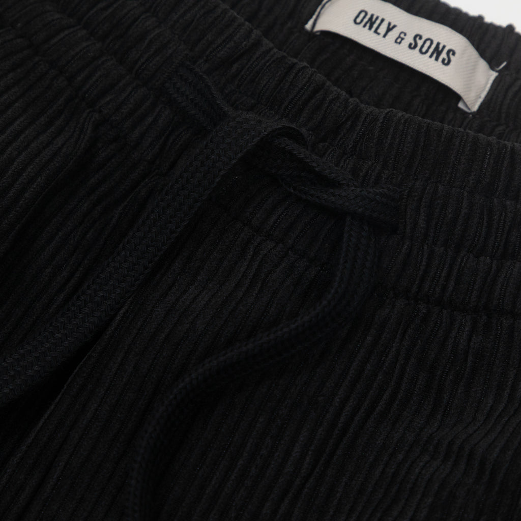 ONLY & SONS Sinus Loose Fit Wide Leg Corduroy Pant in BLACK