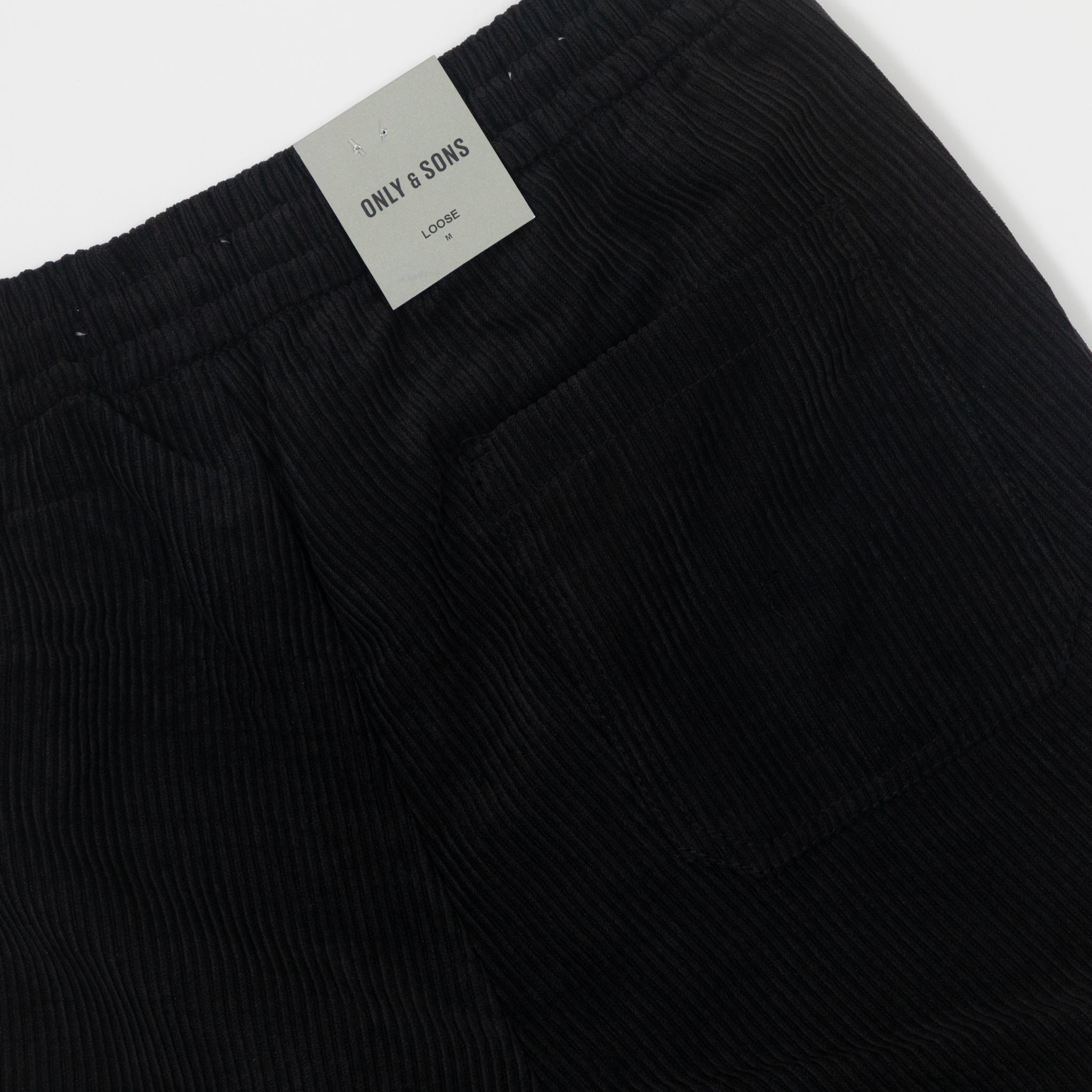 ONLY & SONS Sinus Loose Fit Wide Leg Corduroy Pant in BLACK