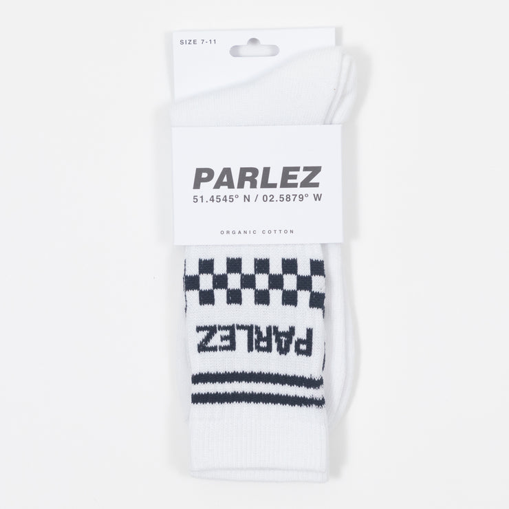 PARLEZ Louis Logo Socks in WHITE & NAVY