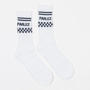 PARLEZ Louis Logo Socks in WHITE & NAVY