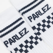 PARLEZ Louis Logo Socks in WHITE & NAVY