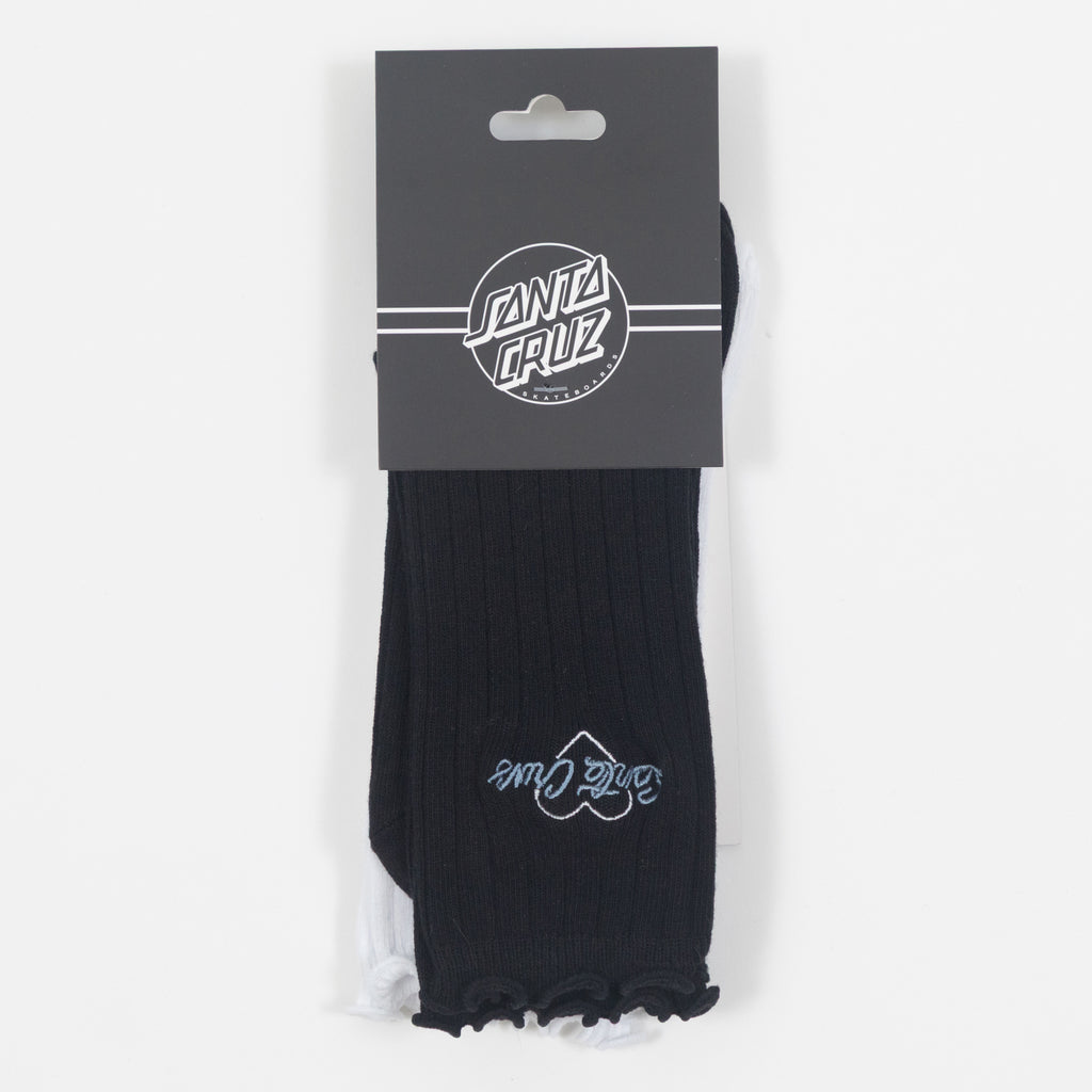 Womens SANTA CRUZ Love Script Socks in BLACK & WHITE