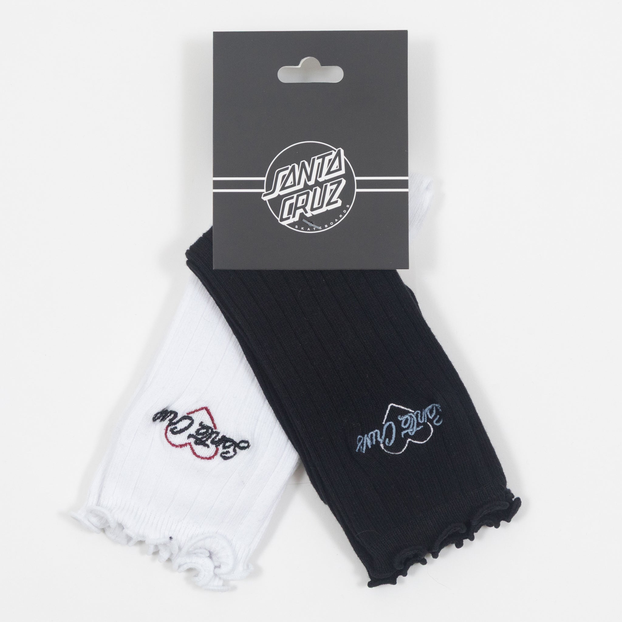 Womens SANTA CRUZ Love Script Socks in BLACK & WHITE