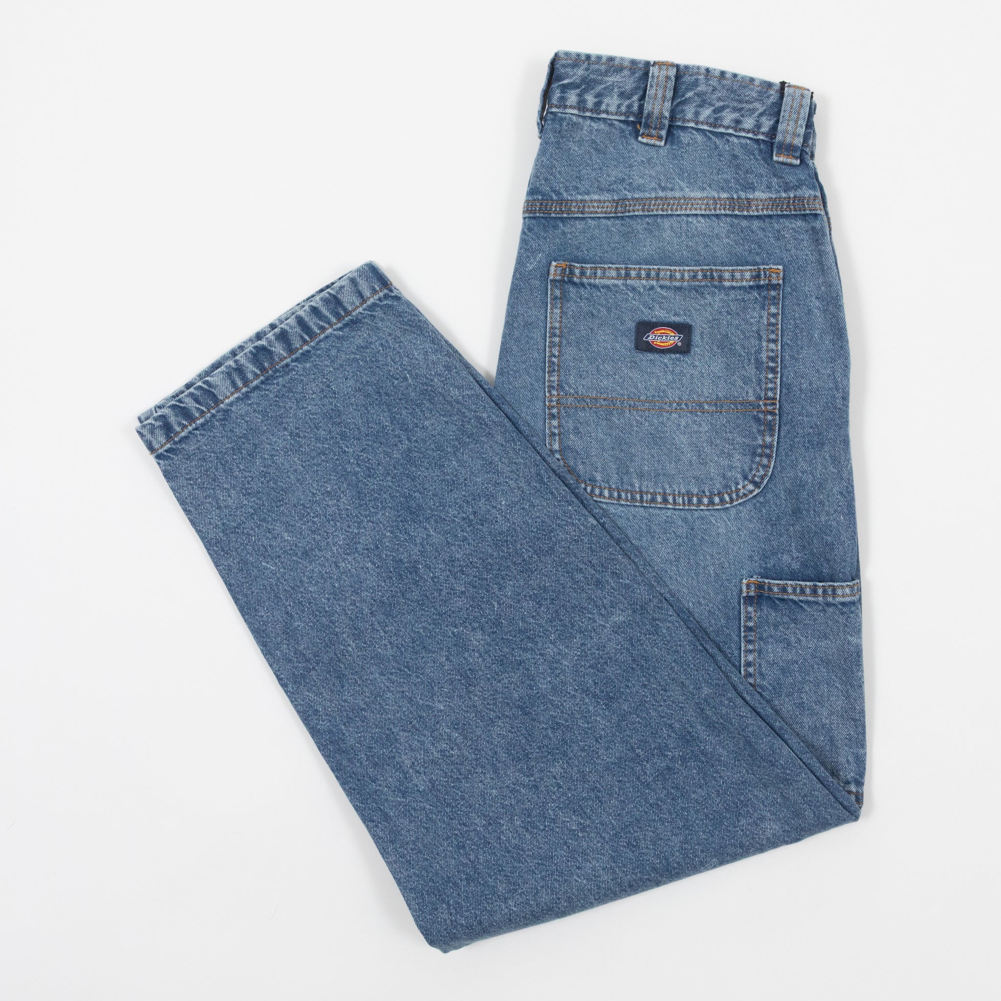 DICKIES Madison Baggy Fit Denim Jeans in RINSED BLUE FADE