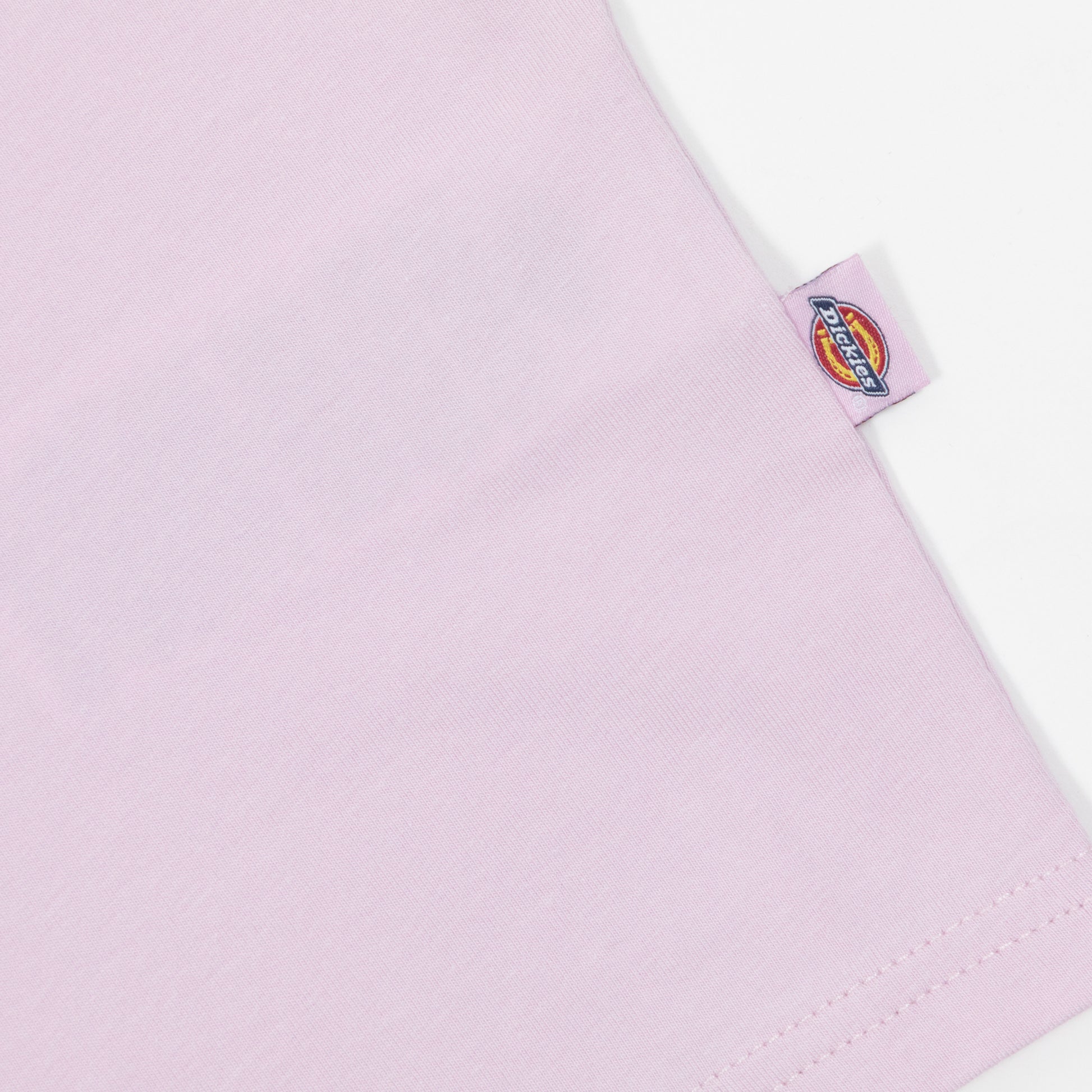 dickies logo tab on pink t-shirt