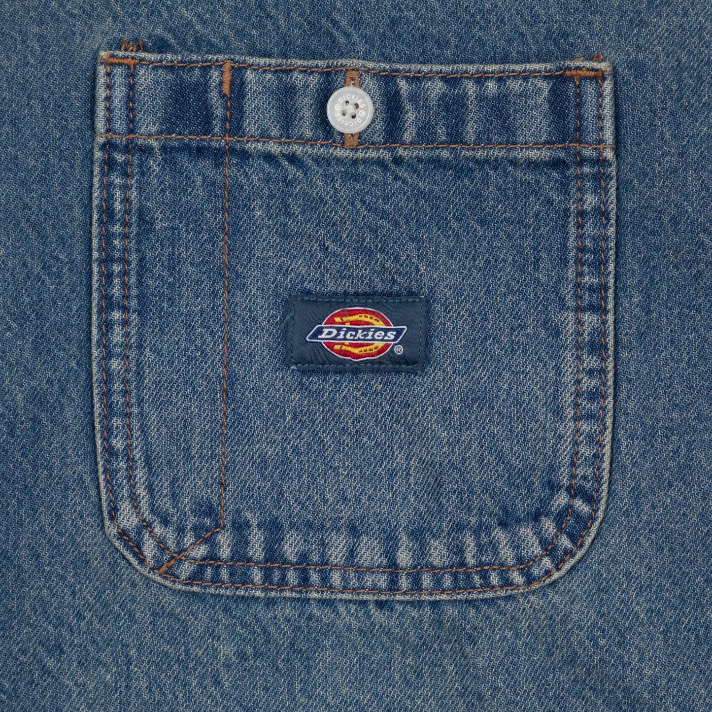 DICKIES Mechanic Denim Long Sleeve Shirt in KHAKI TINTED BLUE