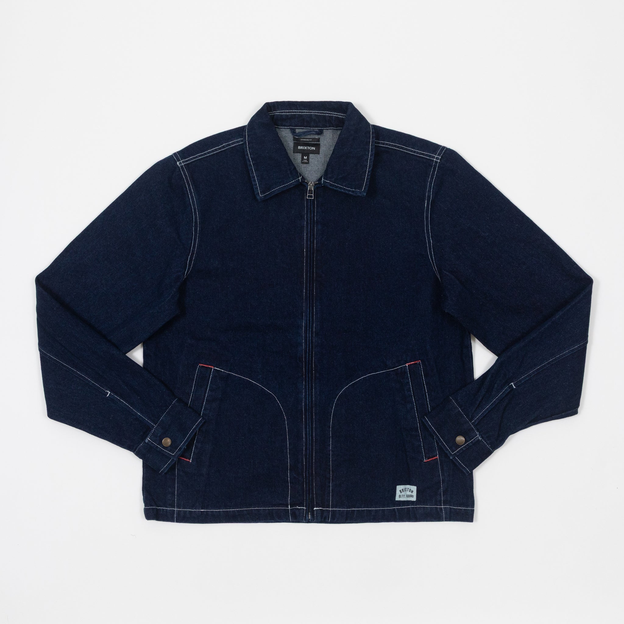 BRIXTON Mechanic Garage Zip Jacket in RINSE DENIM