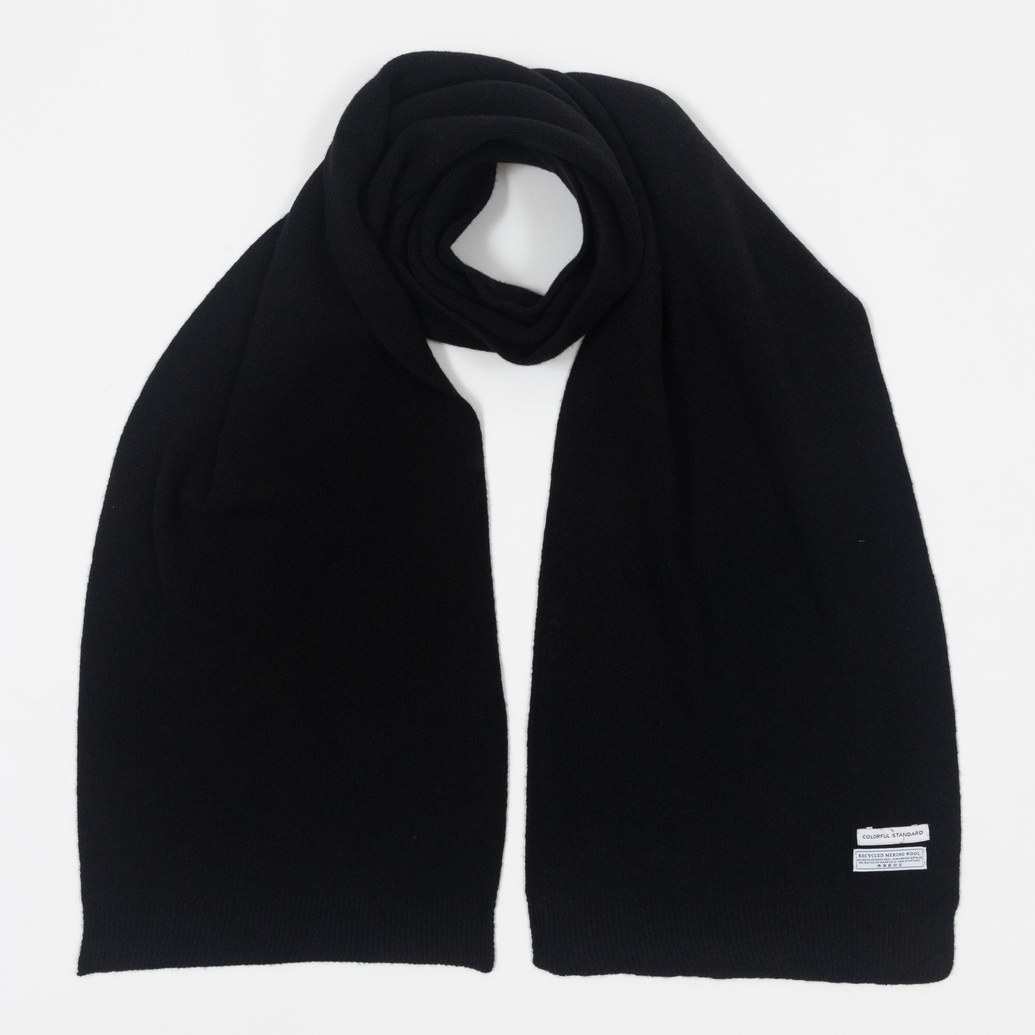 COLORFUL STANDARD Merino Wool Scarf in DEEP BLACK