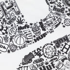 close up of back graphic design huf metablast tshirt