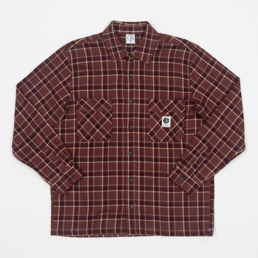 POLAR SKATE CO. Mike Flannel Overshirt in OXBLOOD CHECK