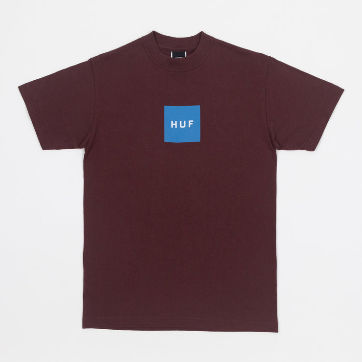 HUF Set Box Logo T-Shirt in BURGUNDY
