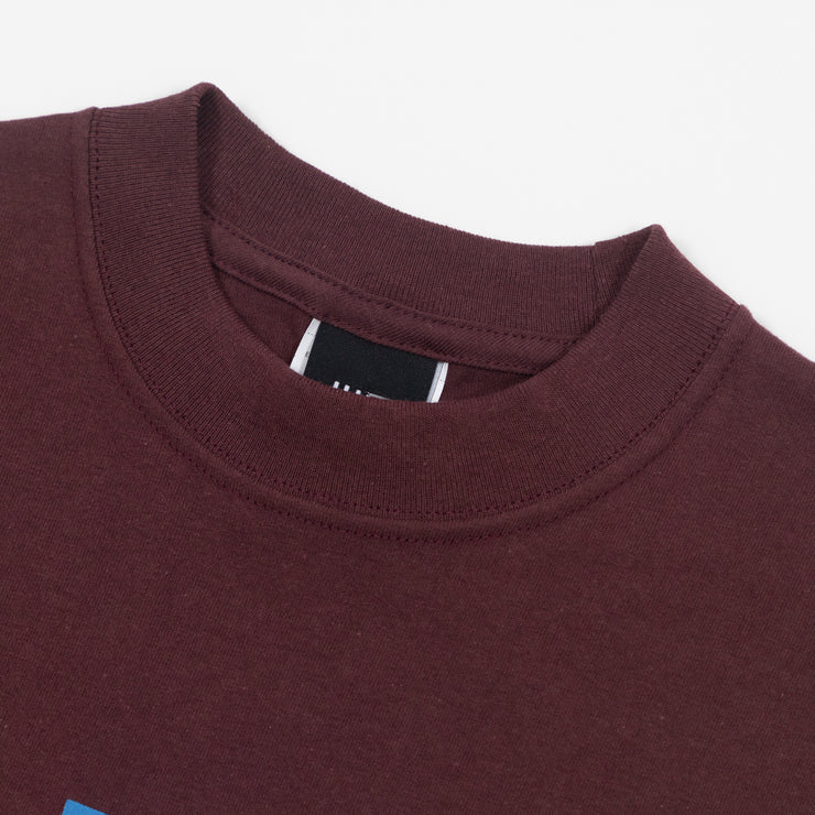 HUF Set Box Logo T-Shirt in BURGUNDY