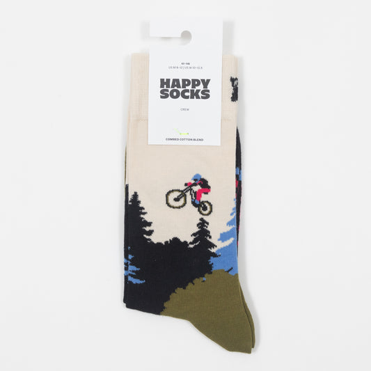 HAPPY SOCKS Mountain Biking Socks in CREAM & GREEN