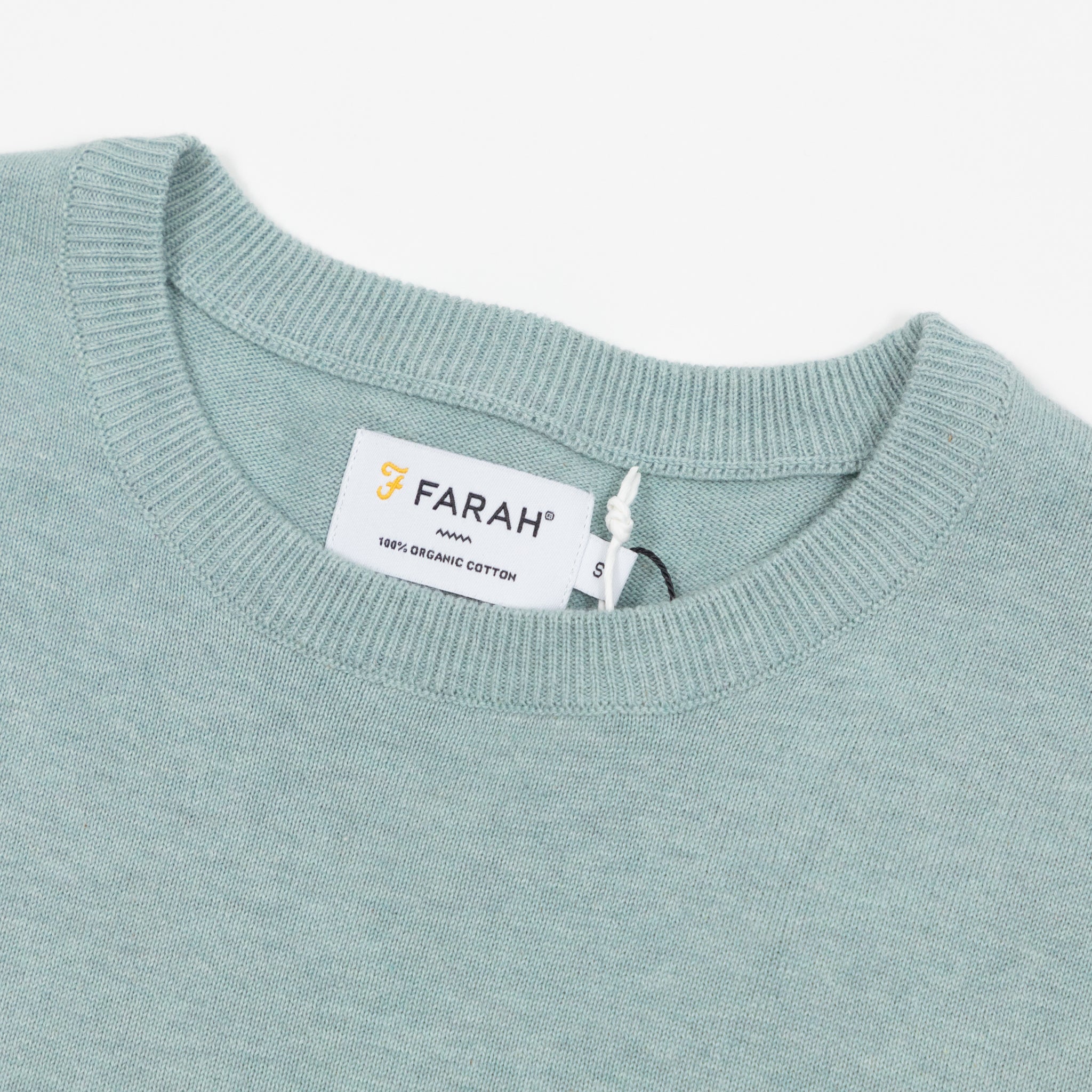 FARAH Mullen Knit Cotton Sweater in GROVE GREEN