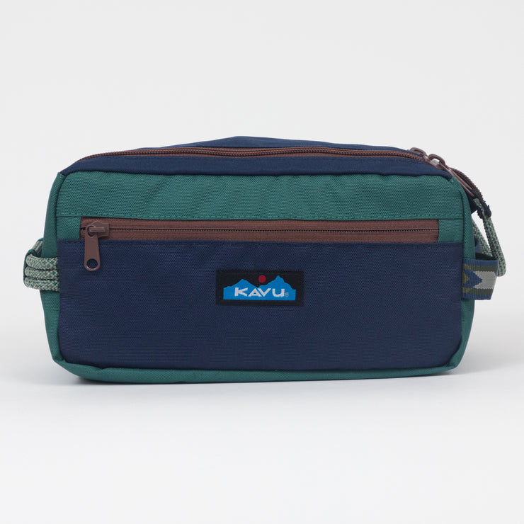 KAVU Multi Purpose Toiletry Bag in BLUE, GREEN & BROWN