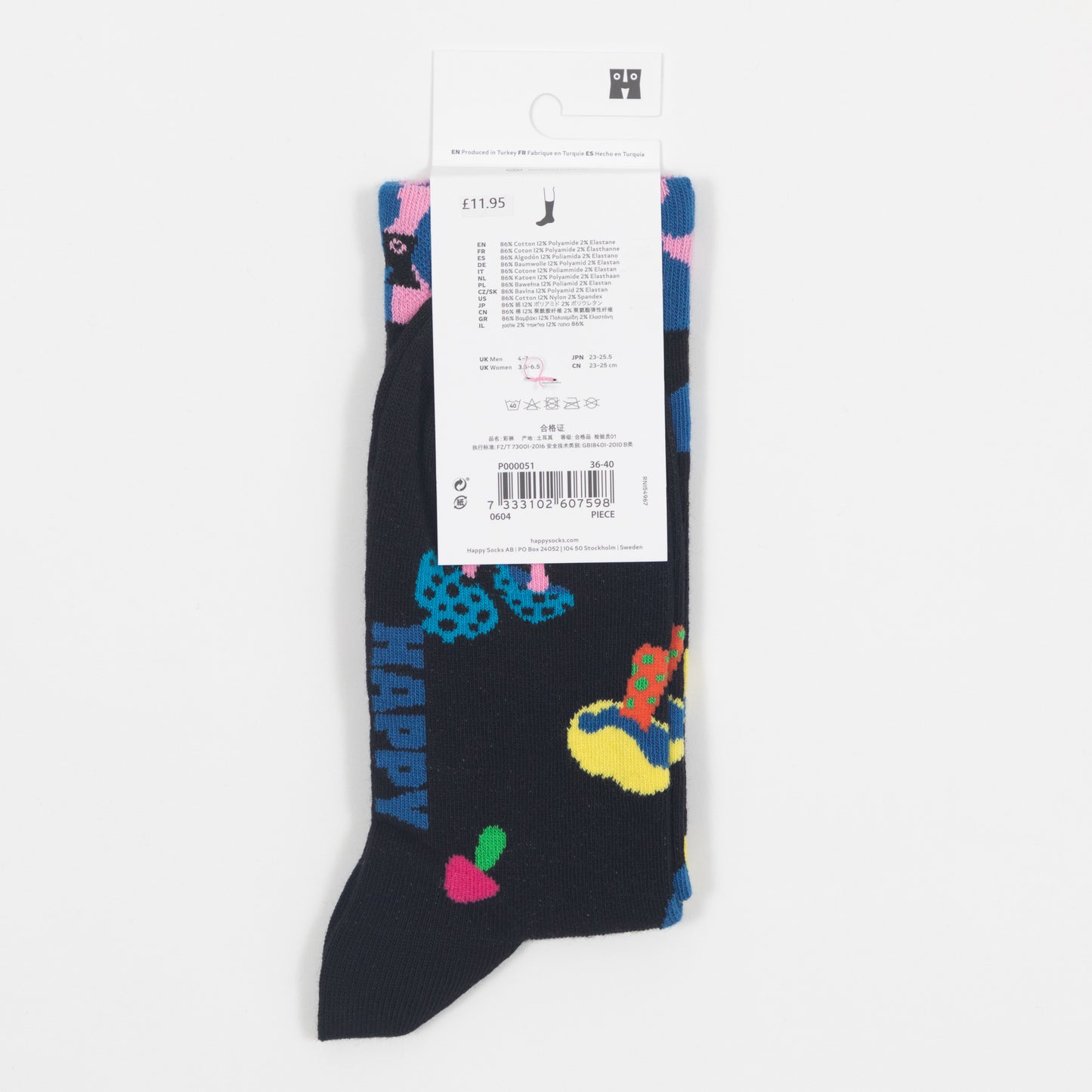 HAPPY SOCKS Mushroom Socks in BLACK & MULTI