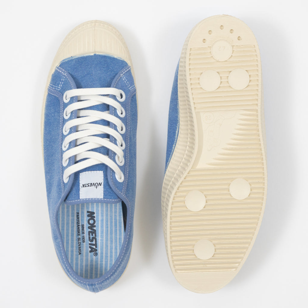 NOVESTA Star Master Low-Top Canvas Trainer in WASHED BLUE