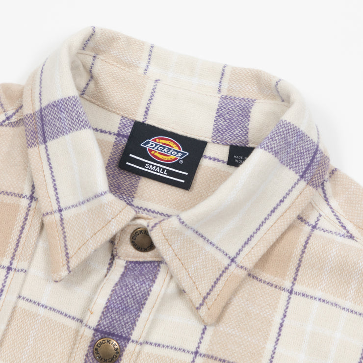 DICKIES Nimmons Long Sleeve Check Shirt in CREAM & PURPLE