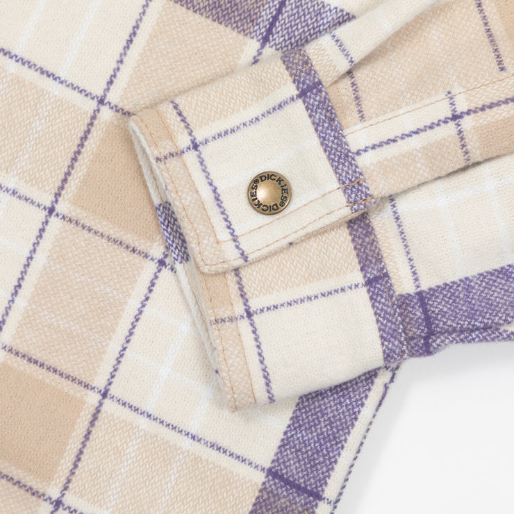 DICKIES Nimmons Long Sleeve Check Shirt in CREAM & PURPLE