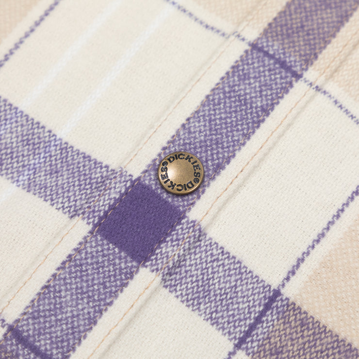 DICKIES Nimmons Long Sleeve Check Shirt in CREAM & PURPLE