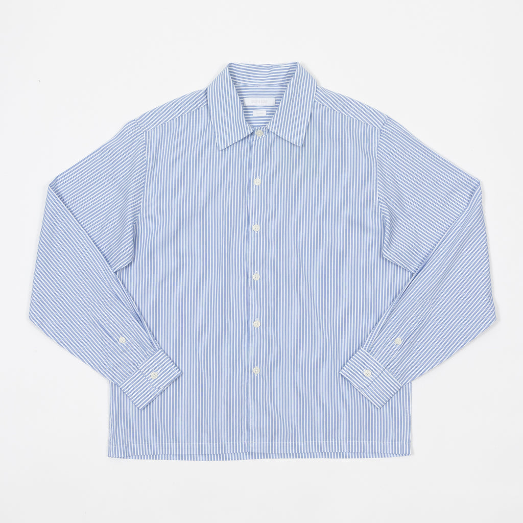 ONLY & SONS Pinstripe Relaxed Fit Long Sleeve Shirt in BLUE