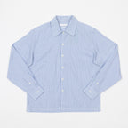 ONLY & SONS Pinstripe Relaxed Fit Long Sleeve Shirt in BLUE