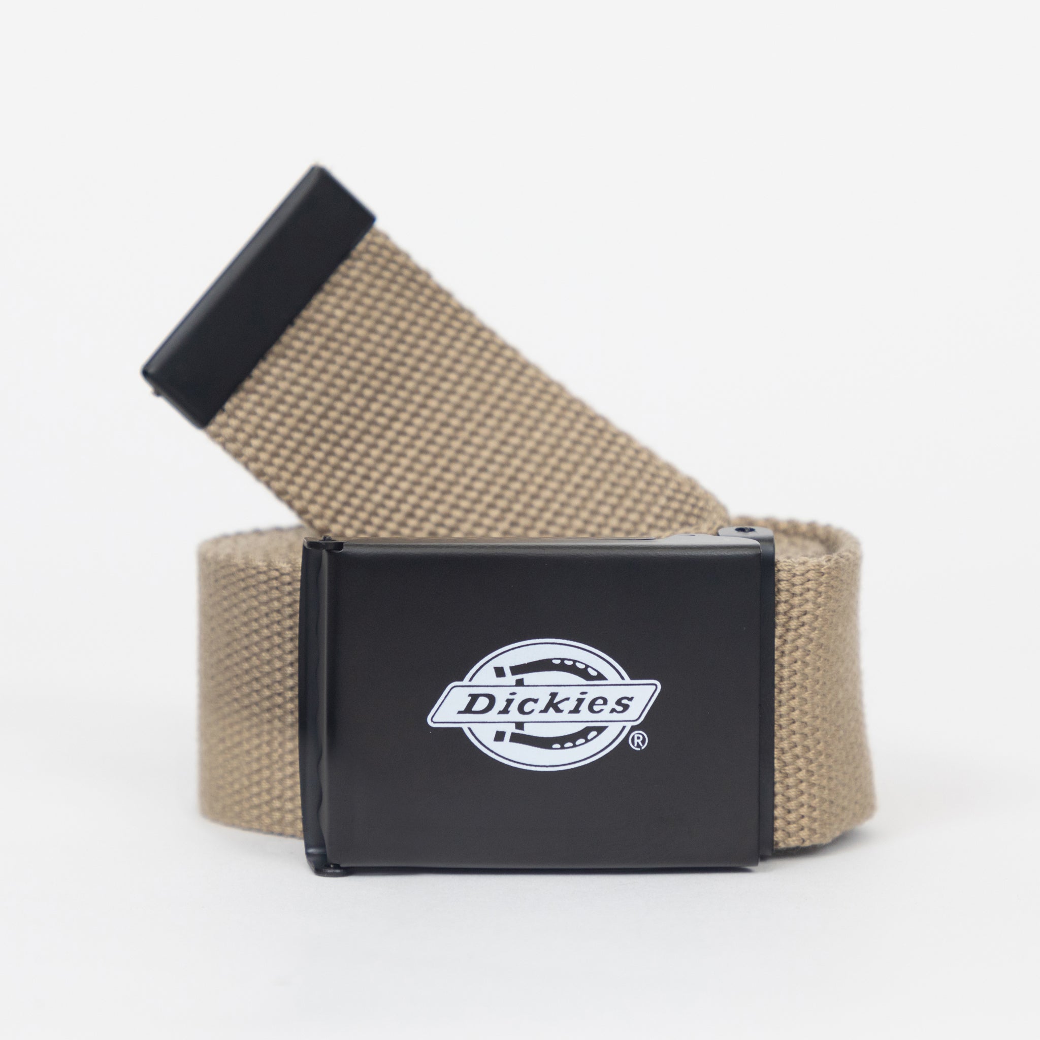 DICKIES Orcutt Webbing Logo Buckle Belt in KHAKI