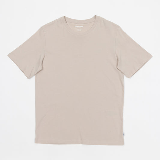 JACK & JONES Organic Cotton Basic Slim T-Shirt in BEIGE