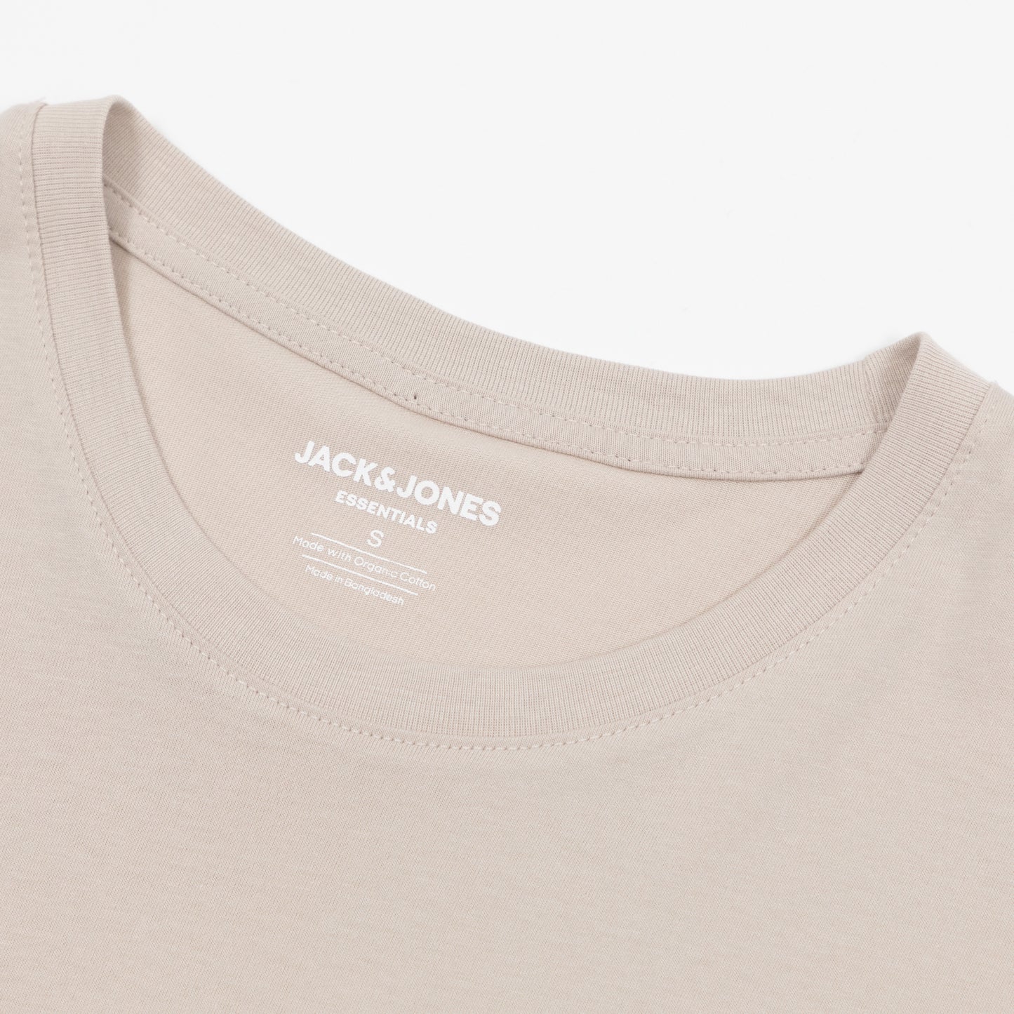 JACK & JONES Organic Cotton Basic Slim T-Shirt in BEIGE