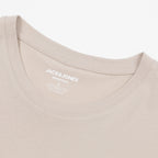 JACK & JONES Organic Cotton Basic Slim T-Shirt in BEIGE