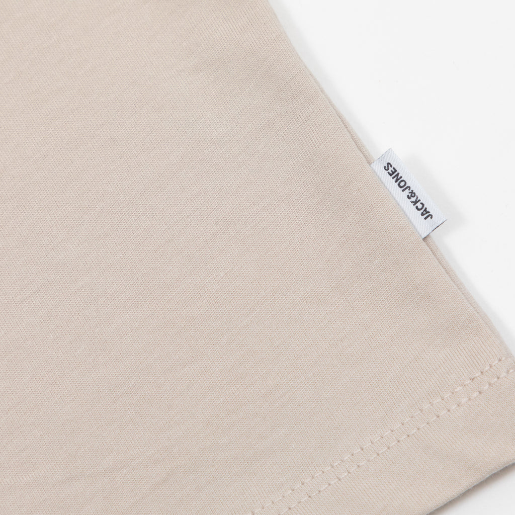 JACK & JONES Organic Cotton Basic Slim T-Shirt in BEIGE