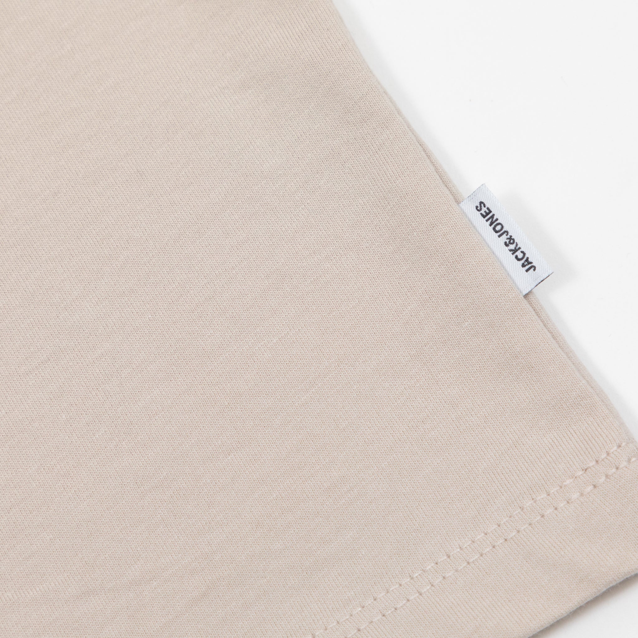 JACK & JONES Organic Cotton Basic Slim T-Shirt in BEIGE