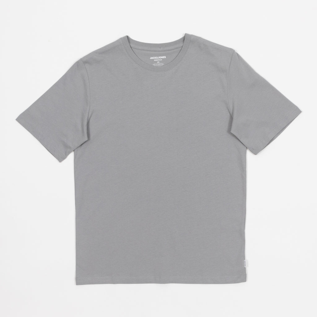 JACK & JONES Organic Cotton Basic Slim T-Shirt in  LIGHT GREY
